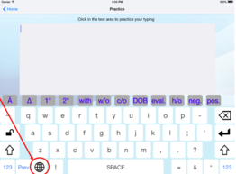 PhysiKey keyboard showing medical symbols row