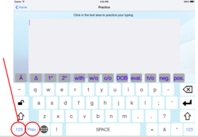 Switching to PhysiKey using the globe icon